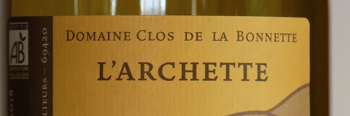 Cuvée L'archette. Viognier biologique du Clos de la Bonnette à Condrieu