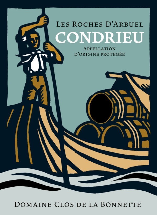 L'étiquette du Condrieu Roches D'Arbuel illustrée par Catherine Chion